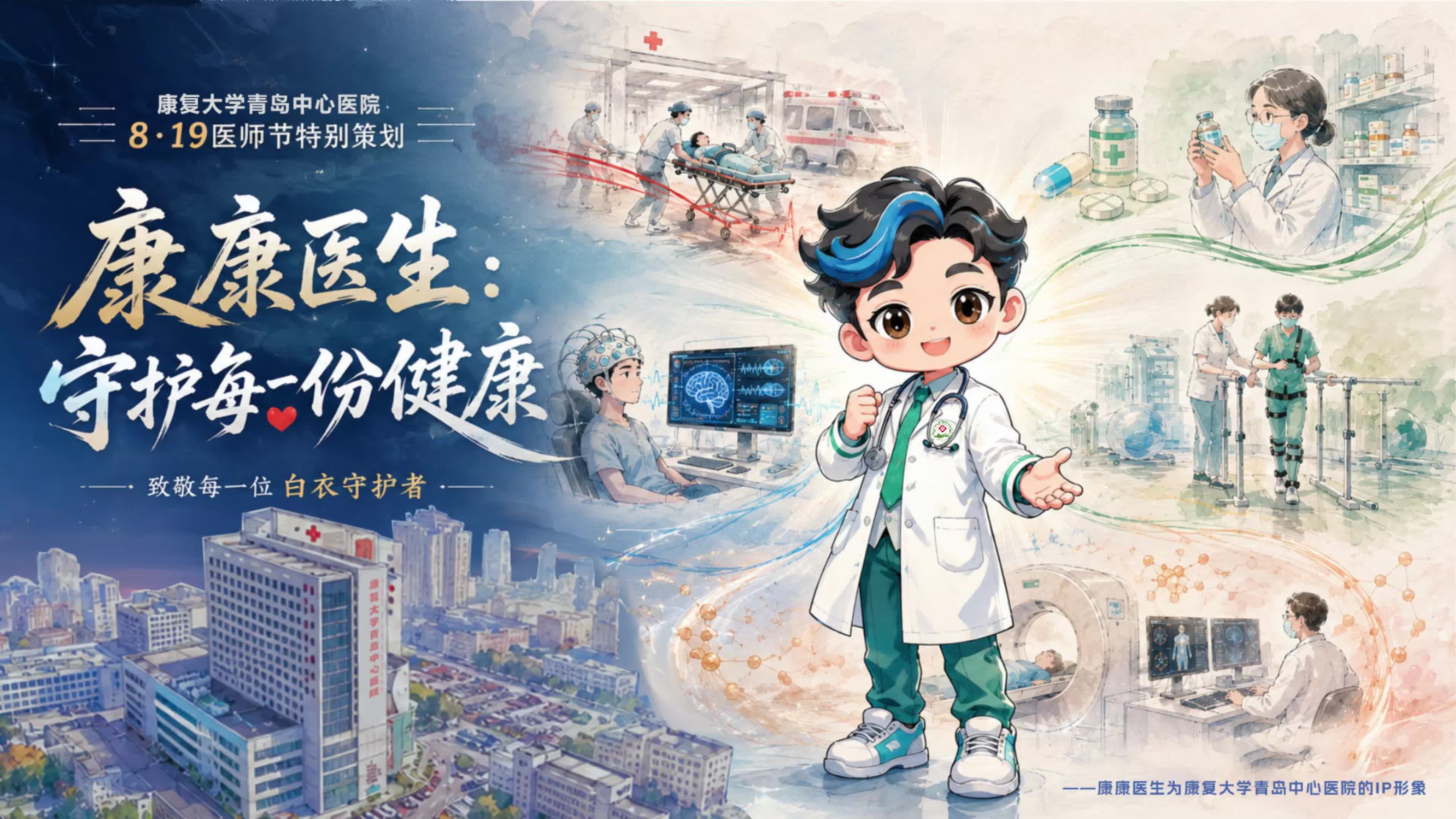 致敬医师节 | 康复大学青岛中心医院IP形象“康康医生”来了，用仁心守护健康青岛