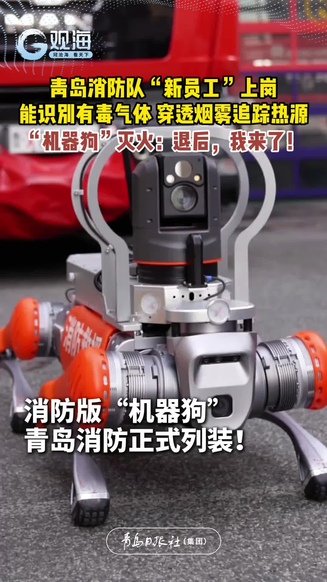 青岛消防队“新员工”上岗，“机器狗”灭火：退后，我来了！