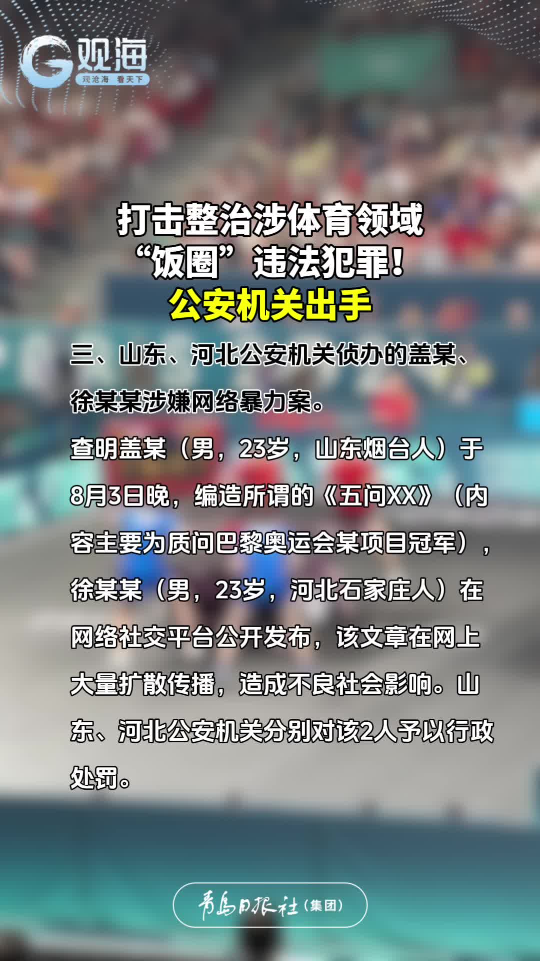 打击整治涉体育领域“饭圈”违法犯罪！公安机关出手