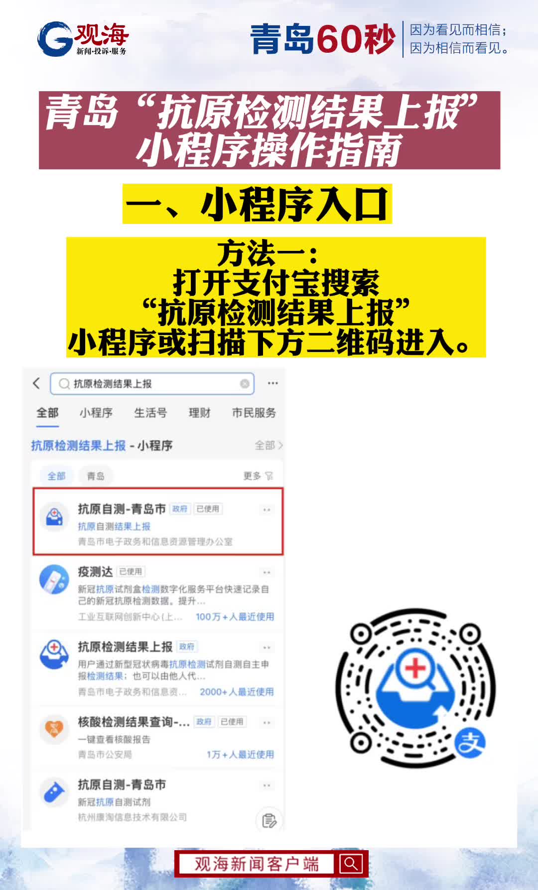 青岛上线“抗原检测结果上报”小程序，操作指南来了