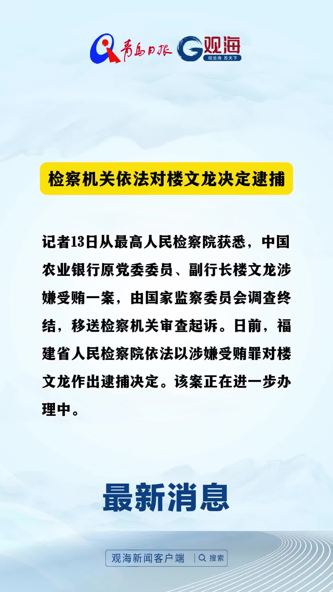 检察机关依法对楼文龙决定逮捕