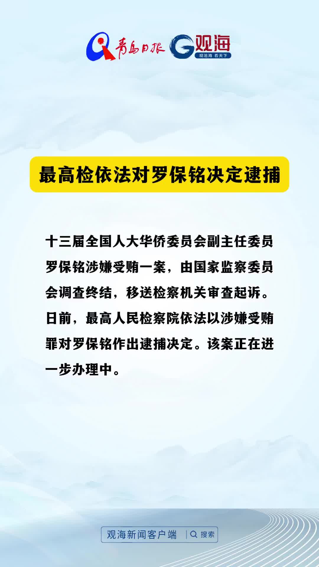 最高检依法对罗保铭决定逮捕