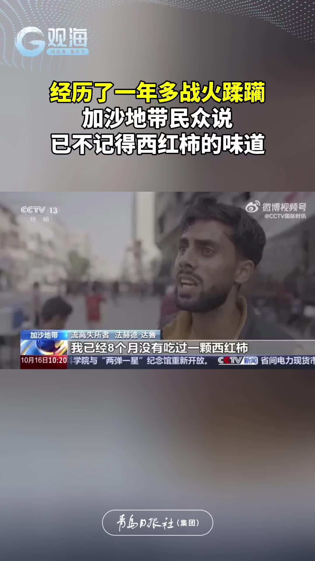 经历了一年多战火蹂躏，加沙地带民众说已不记得西红柿的味道